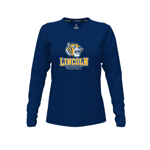 [FTLVCFNV-FYXS-LOGO1] Comfort T-Shirt (Female Youth XS, Navy, V Neck, Logo 1, Long Sleeve)