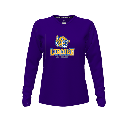 [FTLVCFPP-FYXS-LOGO1] Comfort T-Shirt (Female Youth XS, Purple, V Neck, Logo 1, Long Sleeve)